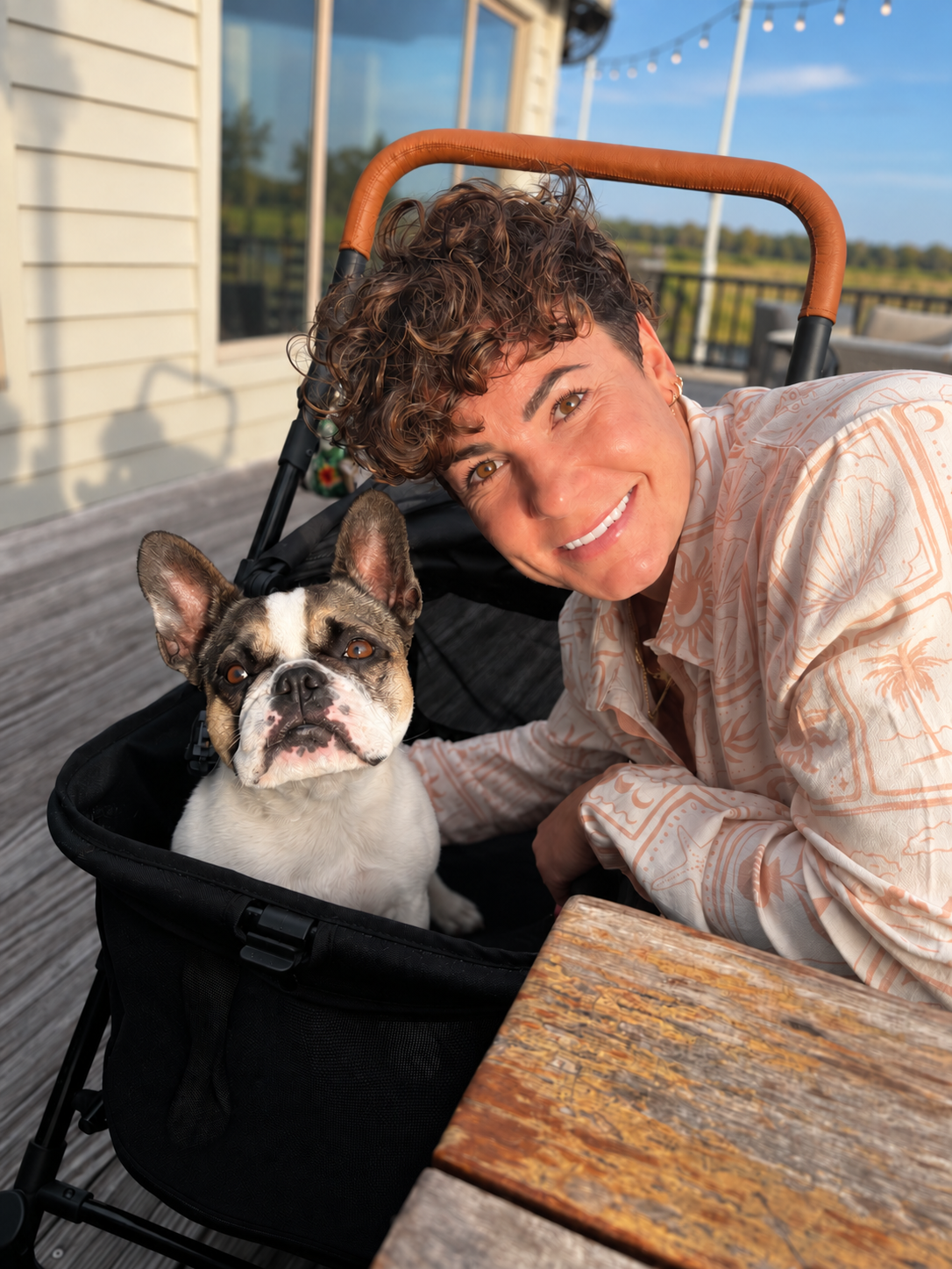 Brittany DelleChiaie with her French bulldog, Kona